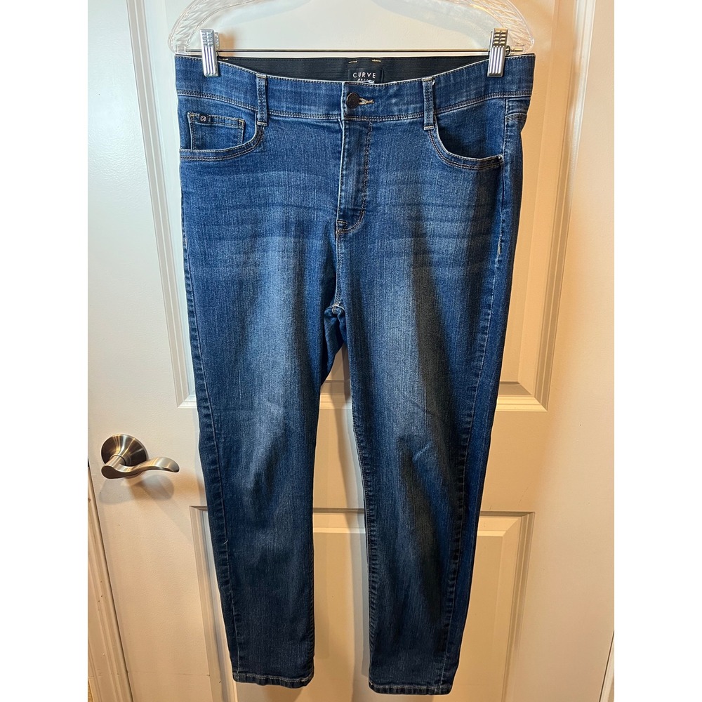 Curve Appeal Womens Skinny Jeans Elastic Comfort Waist Blue 12/31